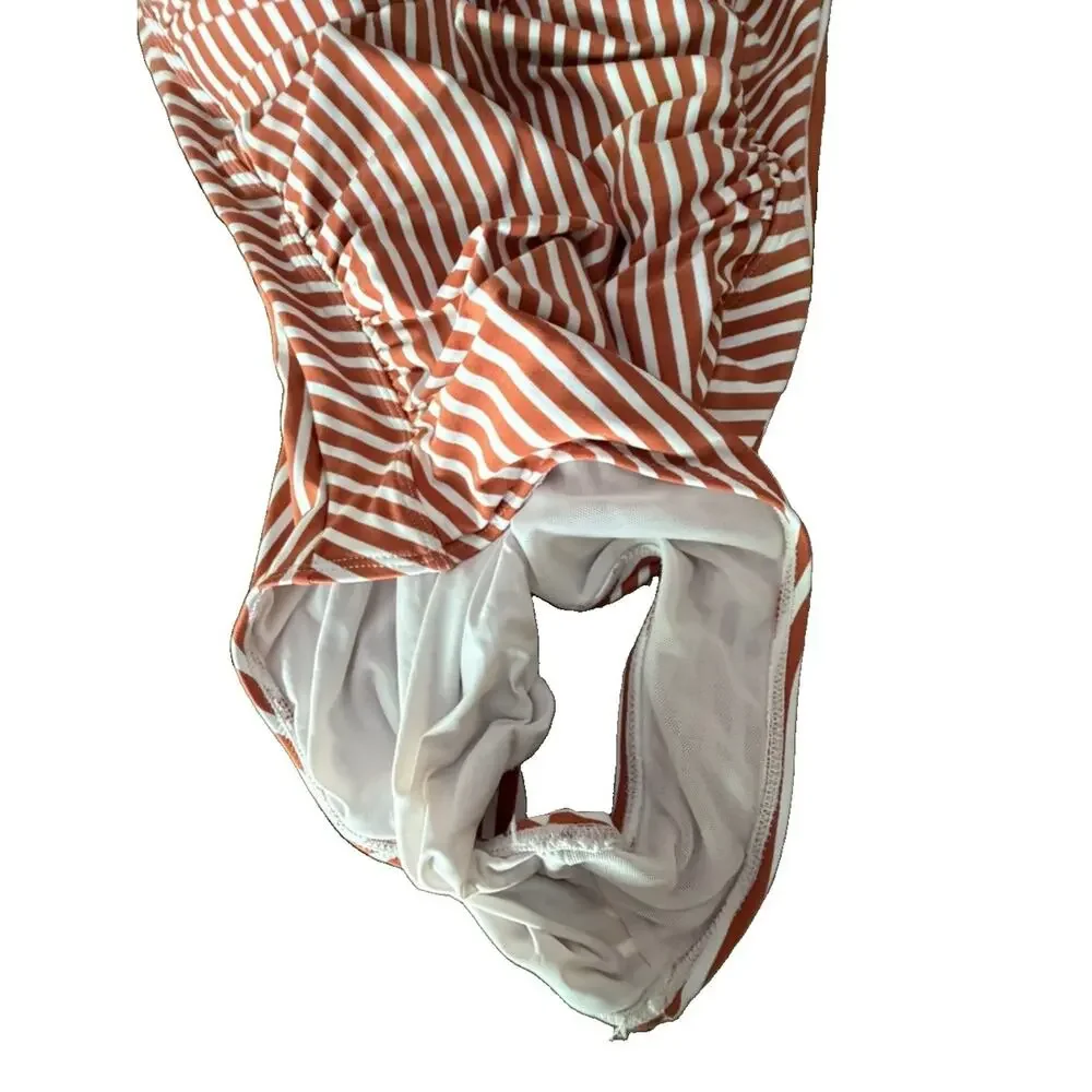 NipTuck Tummy Control Copper Striped One Piece Bathing Suit Sz 6